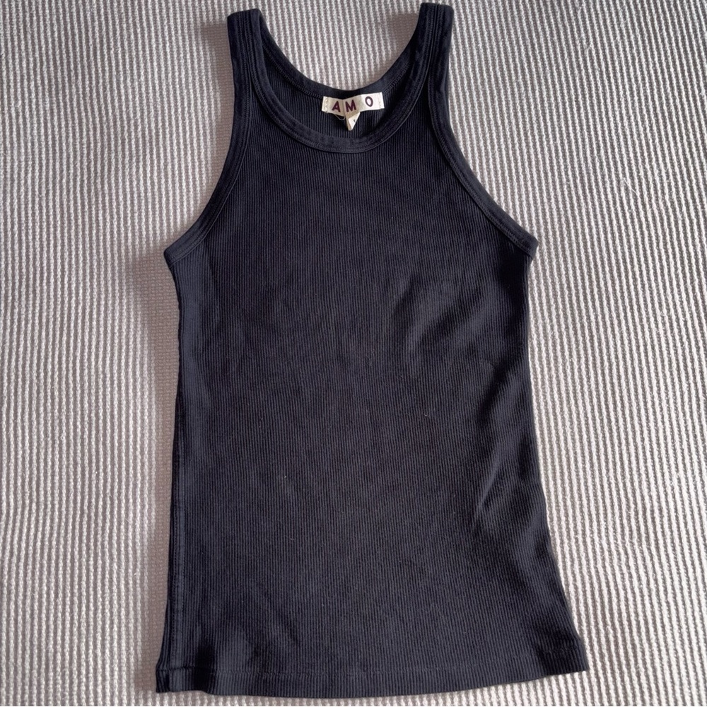 AMO Charcoal Ribbed Sleeveless Top
